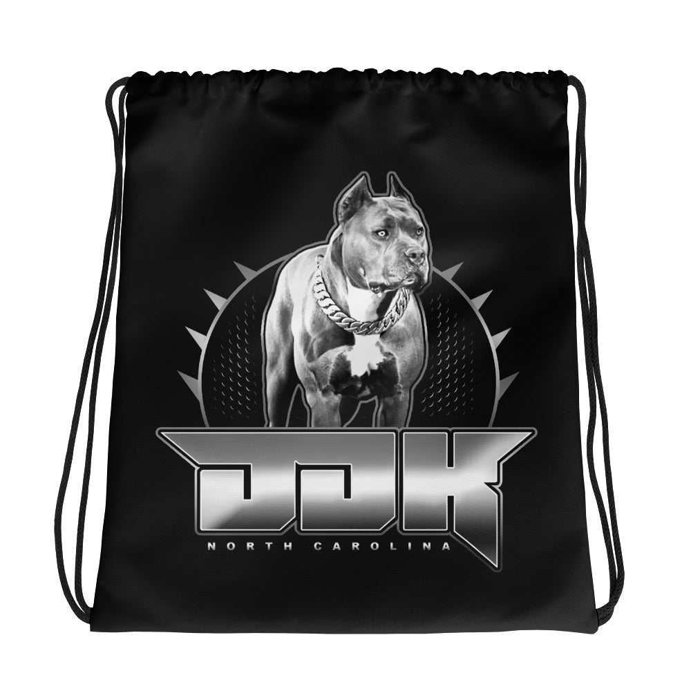 Black and Grey Drawstring bag